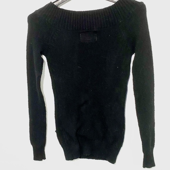 OP Womans Petite Small Black Long Sleeve Sweater Ribbed Stretch Pockets Casual - Picture 8 of 12